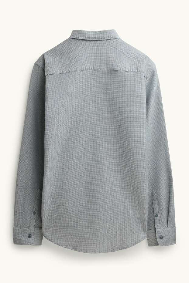 Men - Shirt - regular fit - kent collar - textured - gray
