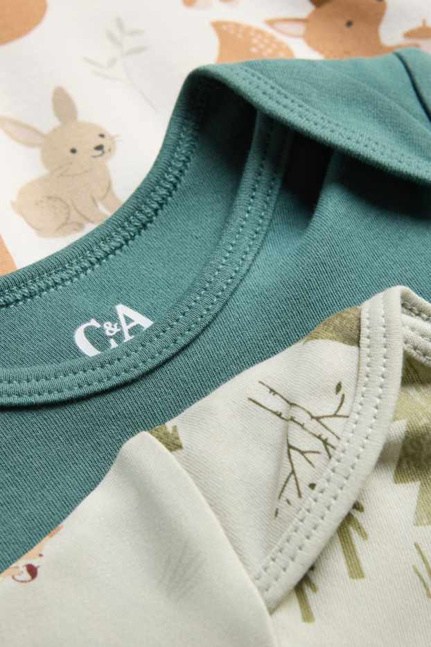 Baby Boys - Multipack of 3 - woodland animals - baby bodysuit - green