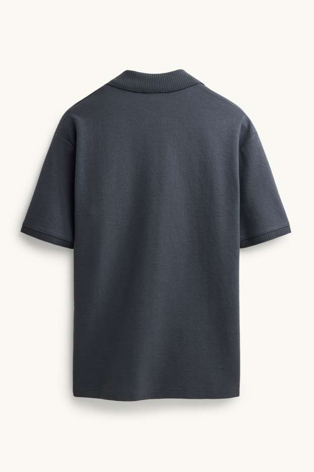 Herren - Poloshirt - Relaxed Fit - strukturiert - dunkelgrau