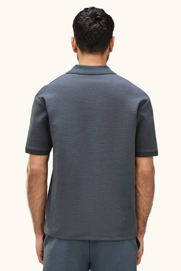 Herren - Poloshirt - Relaxed Fit - strukturiert - dunkelgrau