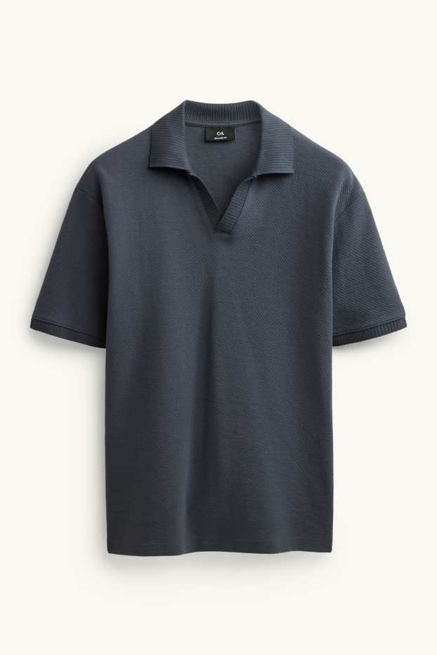 Herren - Poloshirt - Relaxed Fit - strukturiert - dunkelgrau