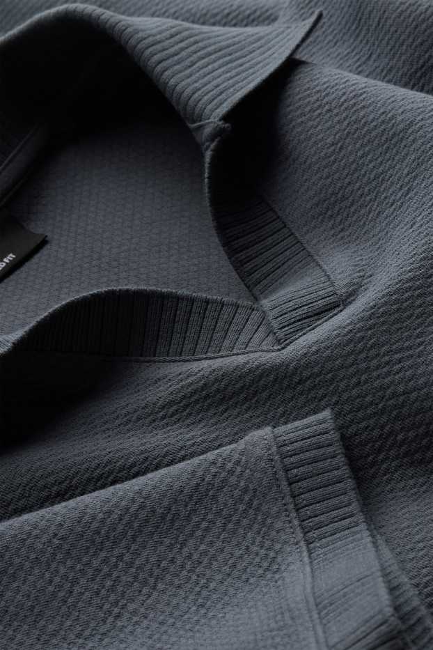 Herren - Poloshirt - Relaxed Fit - strukturiert - dunkelgrau