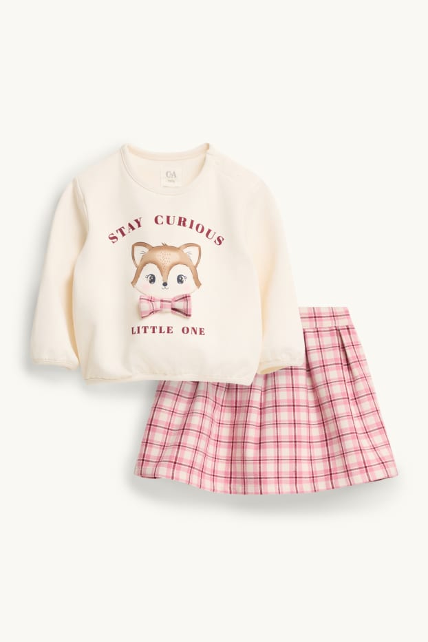 Baby: meisjes - Vosje - baby-outfit - 2-delig - crèmekleurig