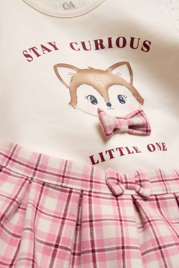 Baby: meisjes - Vosje - baby-outfit - 2-delig - crèmekleurig