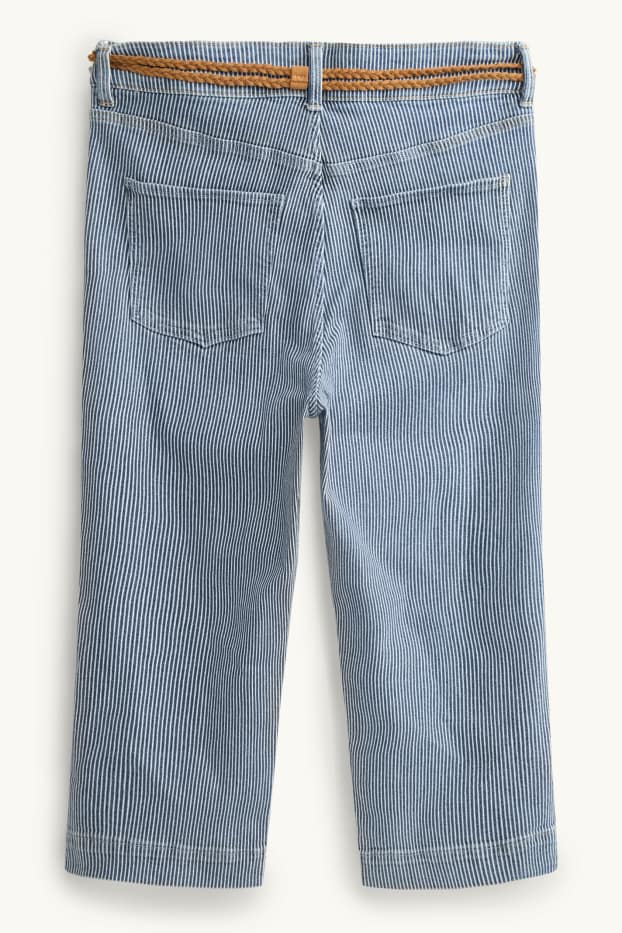 Mujer - Capri jeans - mid waist - slim fit - de rayas - azul / blanco