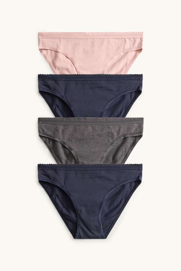 Dames - Set van 4 - slip - donkerblauw