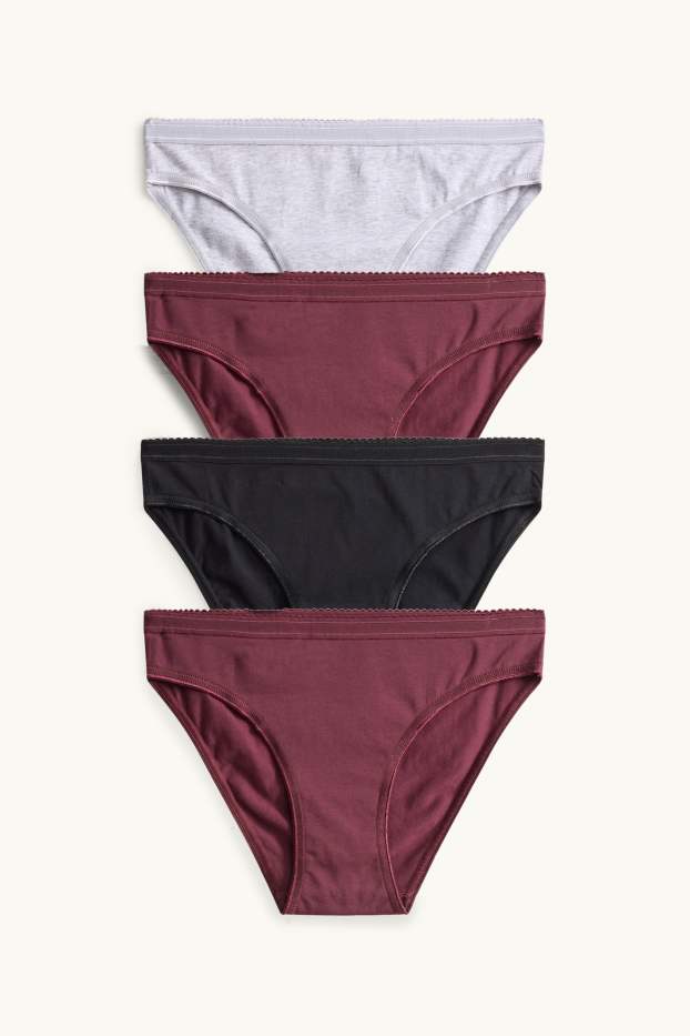 Dames - Set van 4 - slip - bordeaux