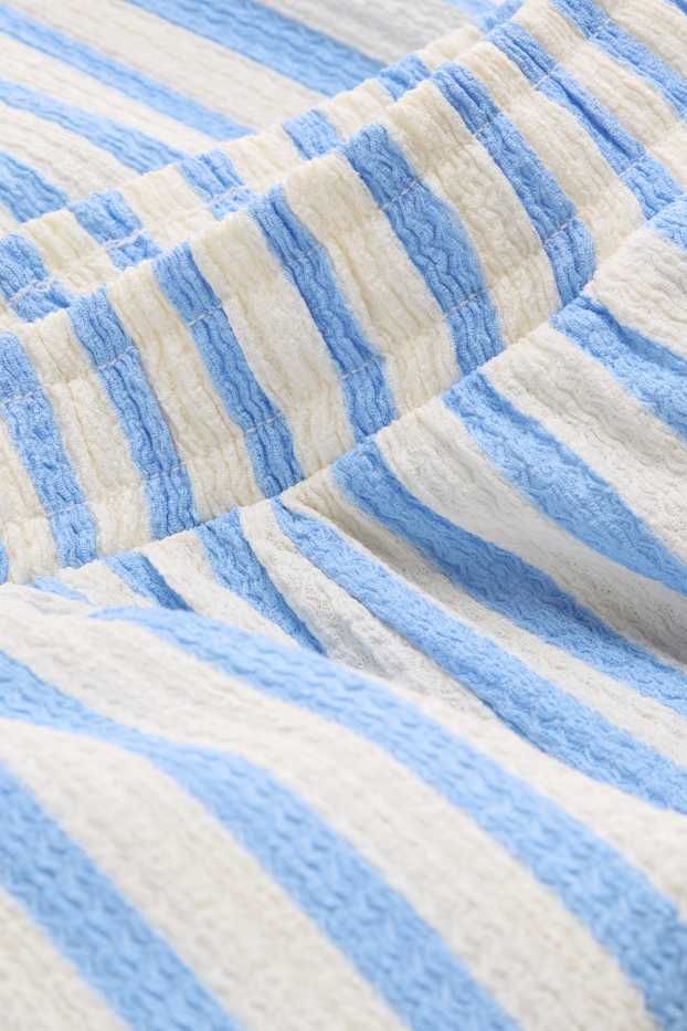 Kinder Mädchen - Stoffhose - gestreift - weiss / hellblau