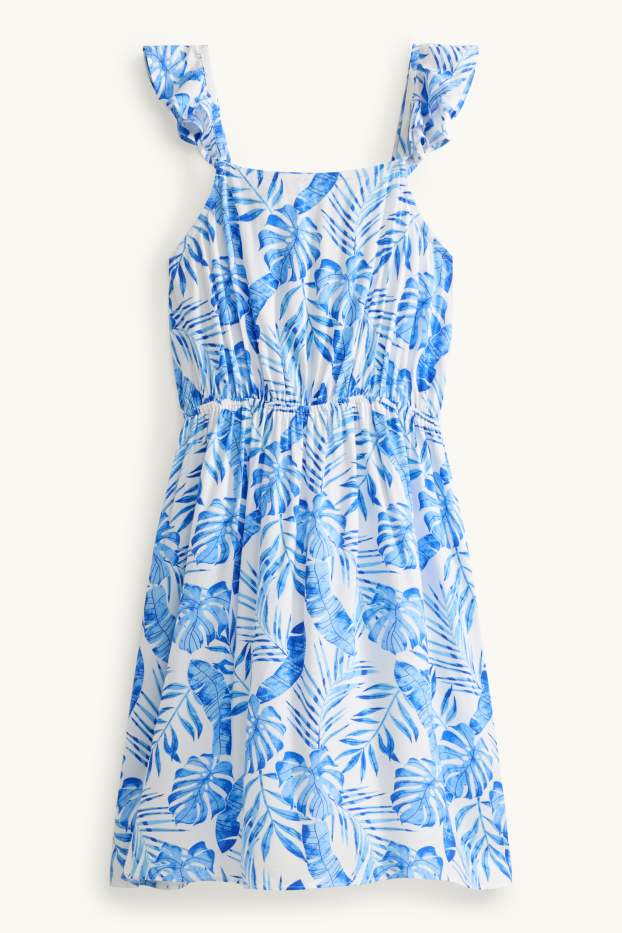 Kinder Mädchen - Pflanze - Kleid - blau