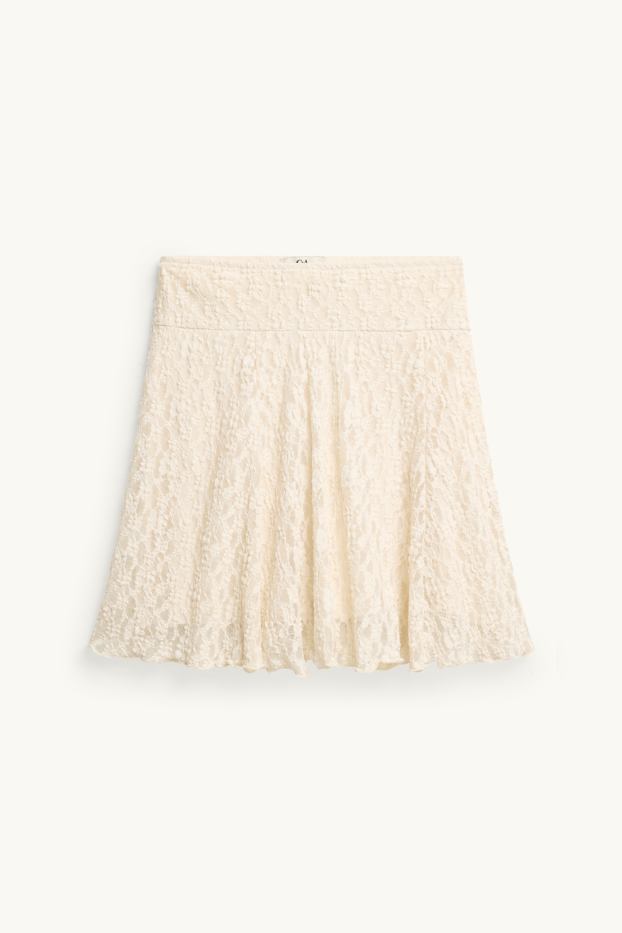 Women - Denim skirt - creme