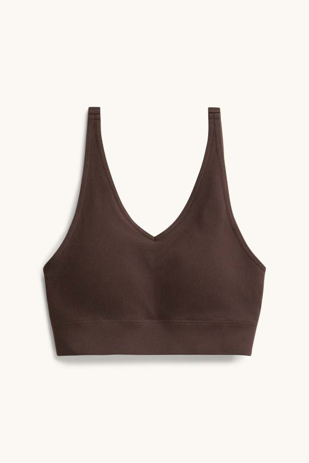 Dames - Sport-BH - voorgevormd - ribstof - seamless - bruin