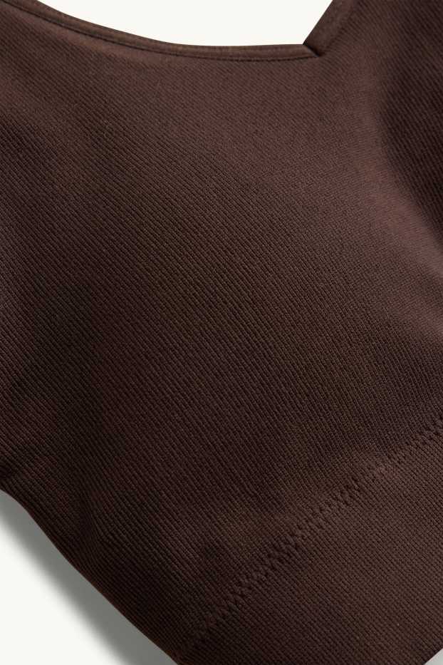 Dames - Sport-BH - voorgevormd - ribstof - seamless - bruin
