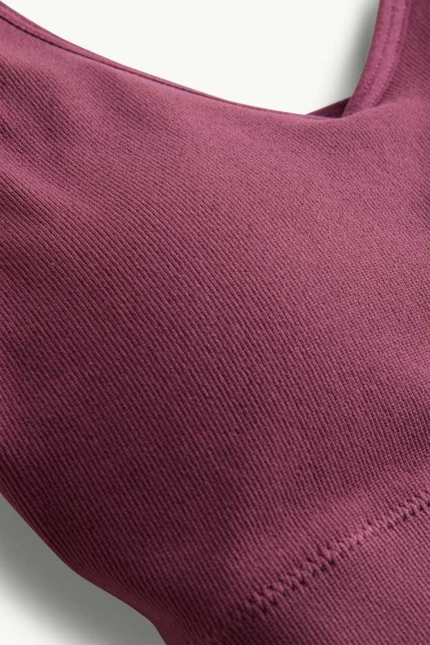Dames - Sport-BH - voorgevormd - ribstof - seamless - bordeaux