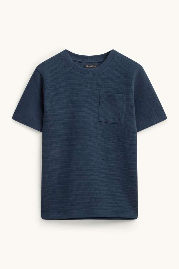 Enfants garçons - T-shirt - finition texturée - bleu foncé