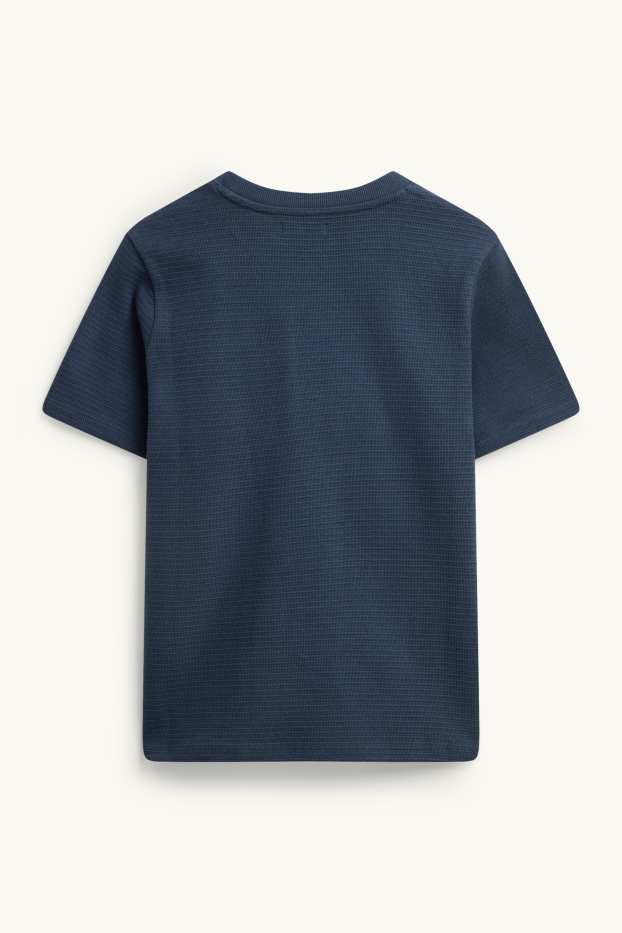 Enfants garçons - T-shirt - finition texturée - bleu foncé