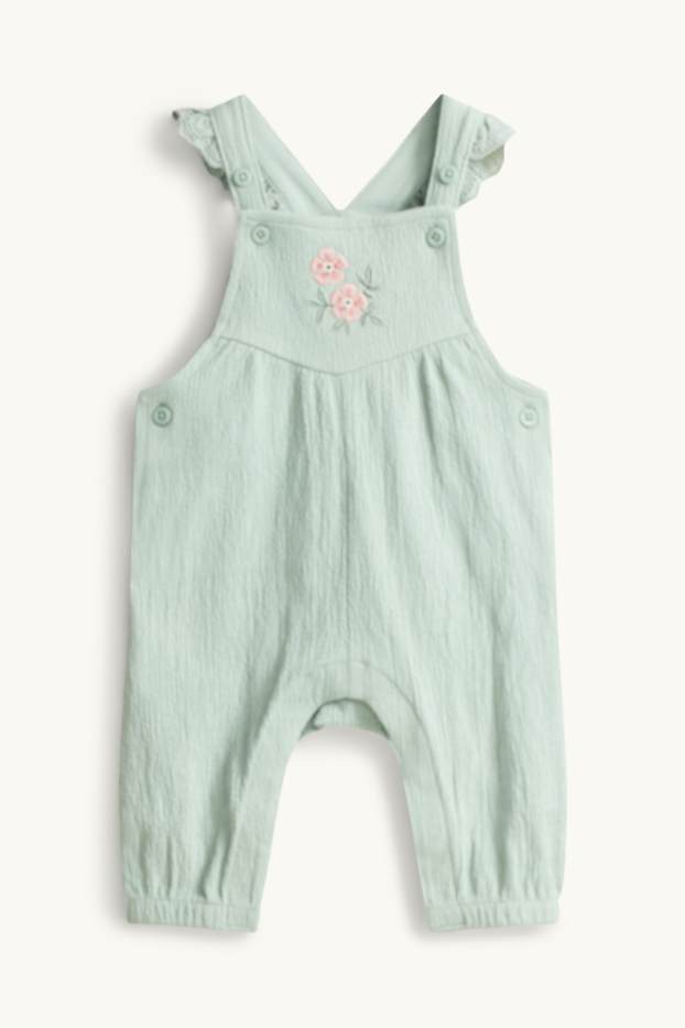 Bébés filles - Petites fleurs - ensemble nouveau-né - 2 pièces - vert / blanc crème