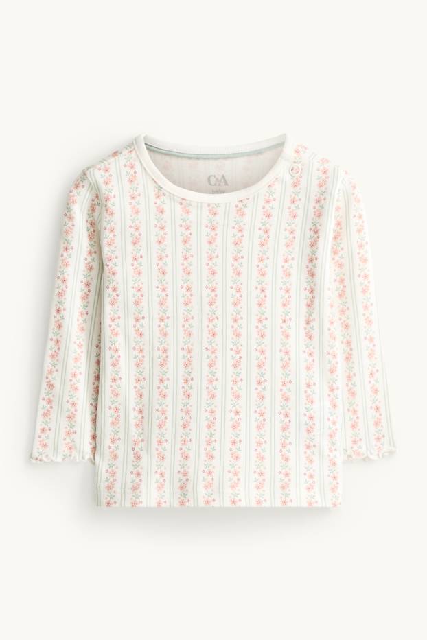 Bébés filles - Petites fleurs - ensemble nouveau-né - 2 pièces - vert / blanc crème