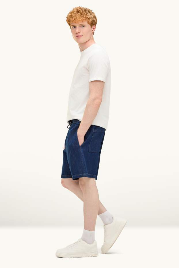 Hommes - Short en jean - jean bleu foncé