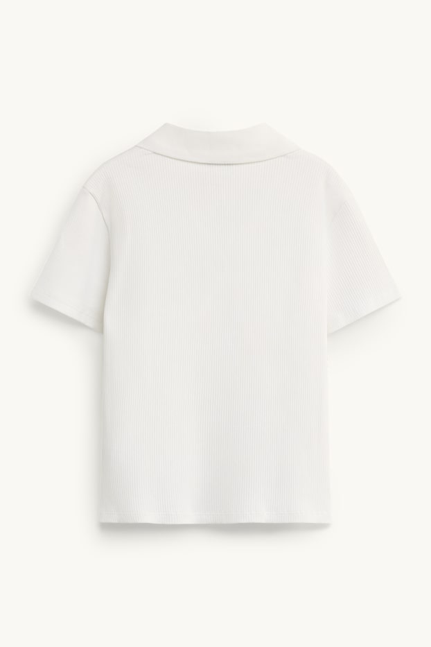 Kinderen: meisjes - Poloshirt - geribd - wit