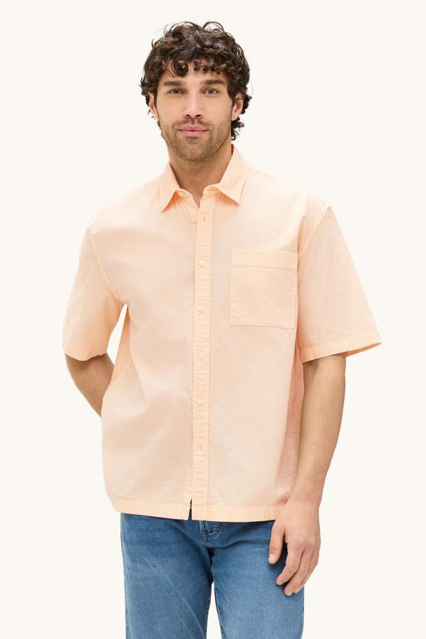 Pánské - Košile - relaxed fit - kent - oranžová