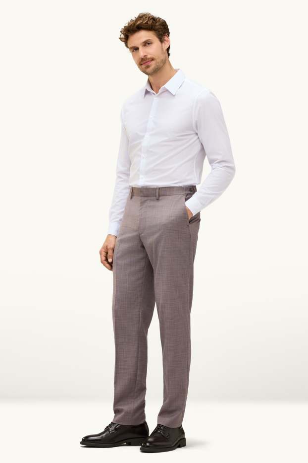 Hommes - Pantalon de costume - regular fit - extensible - marron chiné