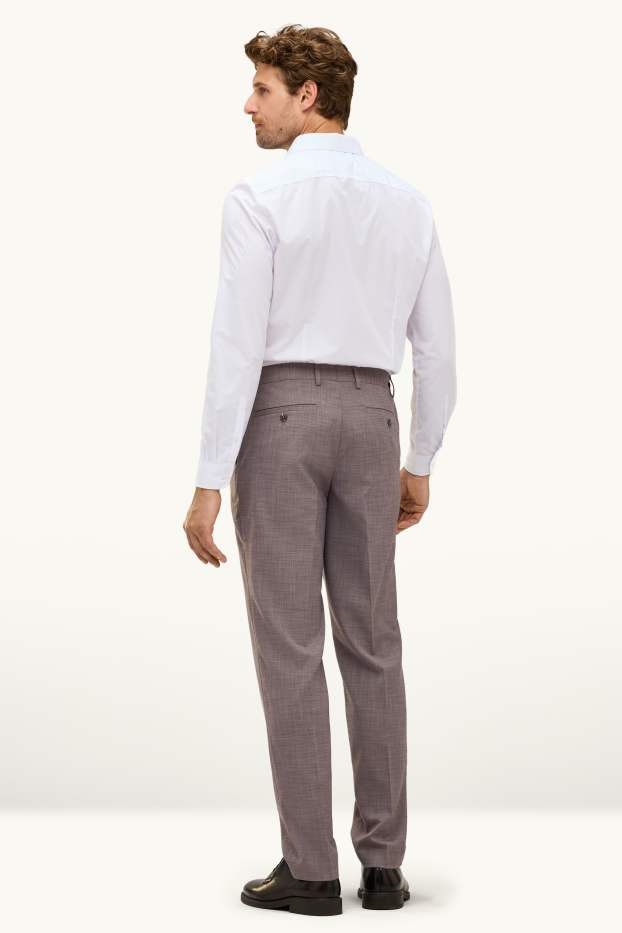 Hommes - Pantalon de costume - regular fit - extensible - marron chiné