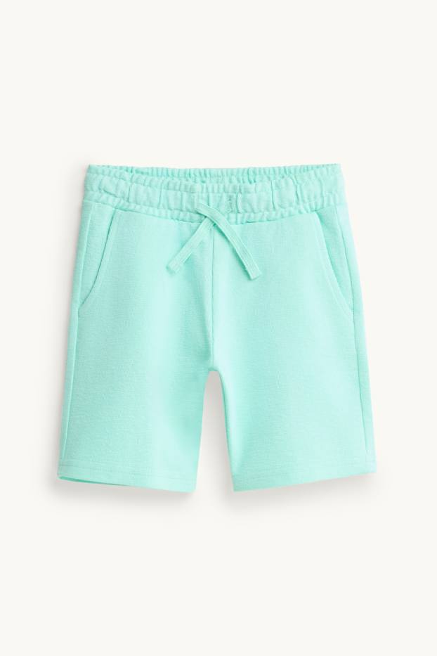 Kinder Buben - Meerestiere - Set - Kurzarmshirt und Sweatshorts - 2 teilig - weiß / türkis