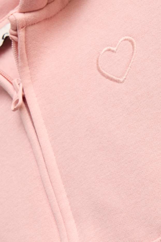 Kinderen: meisjes - Hartje - sweatvest met capuchon - roze