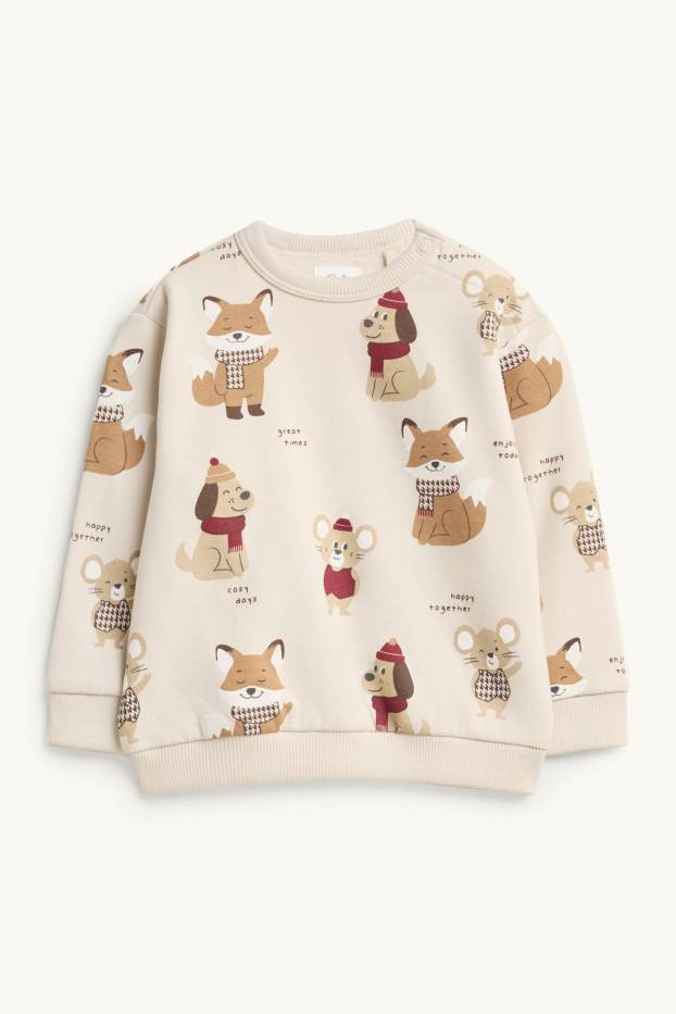 Bébés garçons - Renard, petit chien et souris - sweat bébé - beige