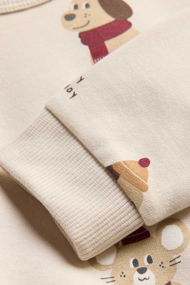 Bébés garçons - Renard, petit chien et souris - sweat bébé - beige