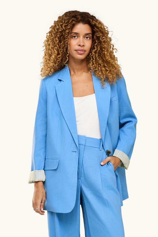 Donna - Blazer business misto lino - regular fit - azzurro