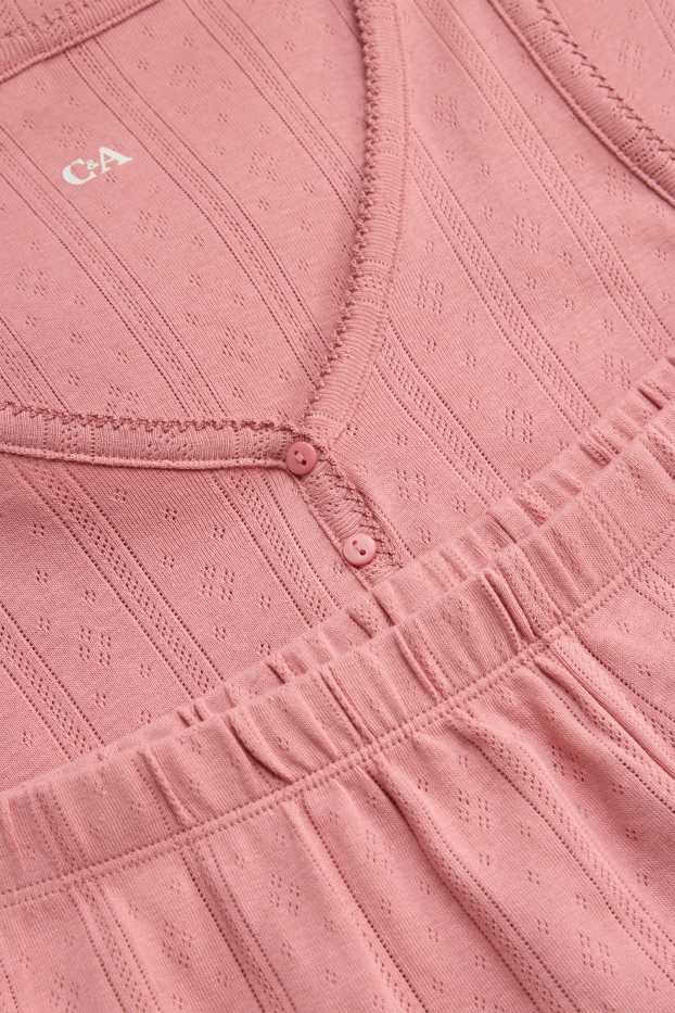 Dona - Pijama curt de teixit d’ordit calat - coral