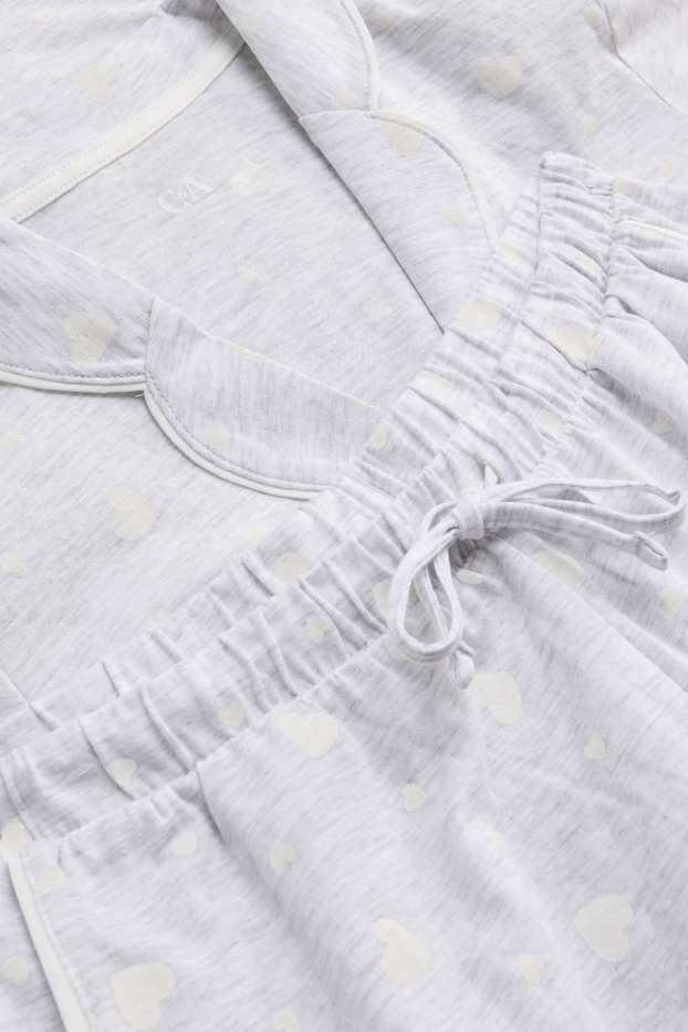Damen - Shorty-Pyjama - gemustert - grau-melange