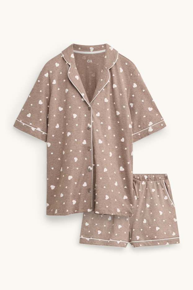 Women - Short pyjamas - patterned - brown