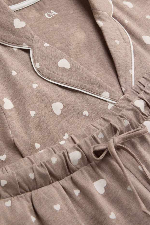 Women - Short pyjamas - patterned - brown