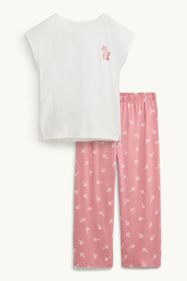 Femei - Pijama - alb / roz