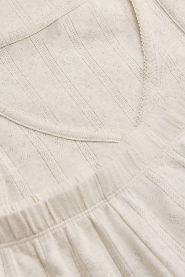 Damen - Pointelle-Shorty-Pyjama - beige