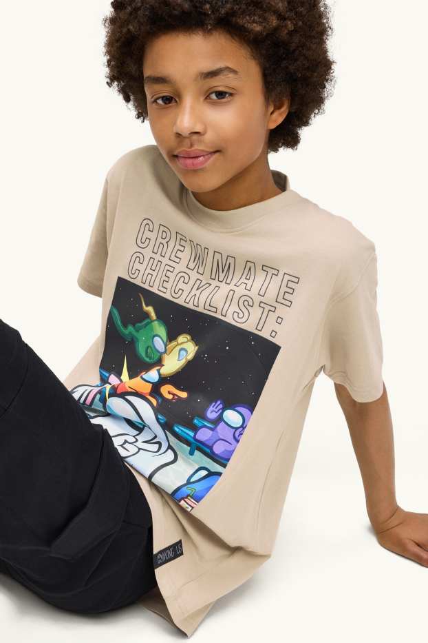Kinder Jungen - Multipack 2er - Among Us - Kurzarmshirt - schwarz / beige