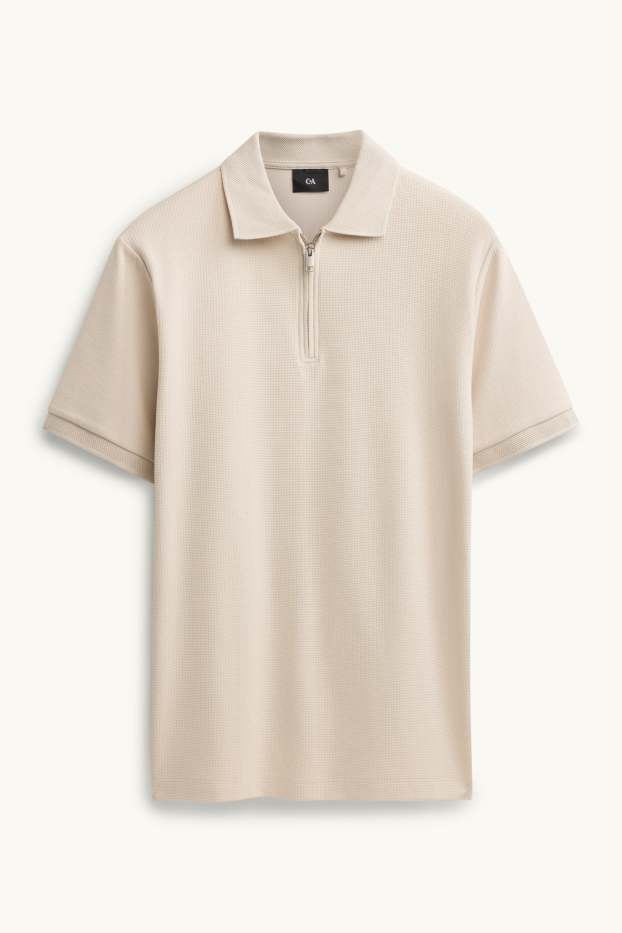 Hommes - Polo - regular fit - finition texturée - gris clair