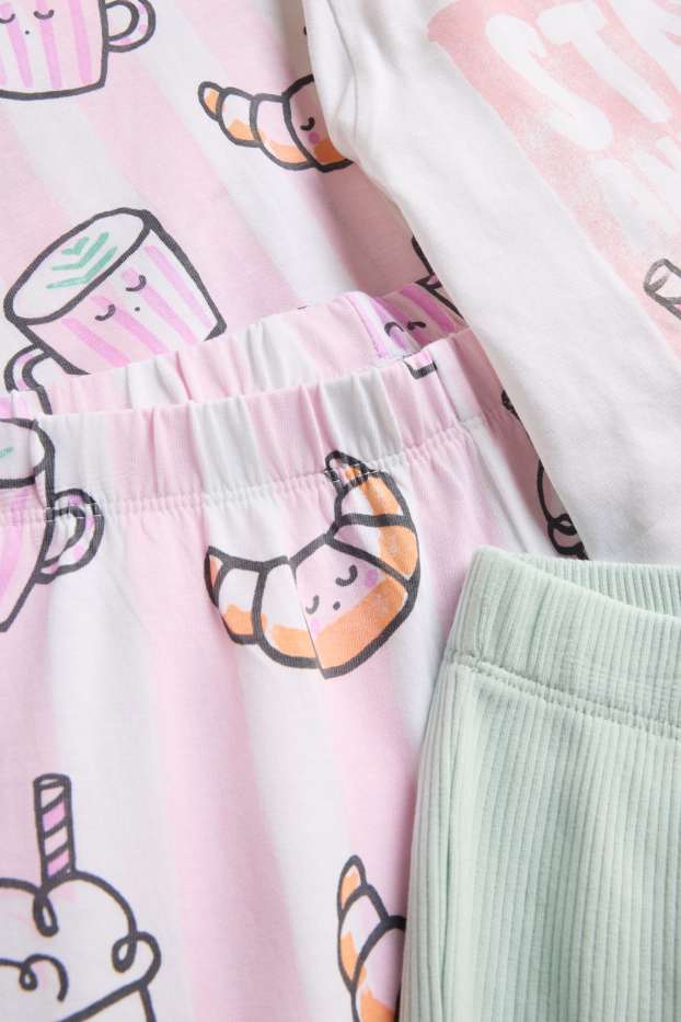 Kinder Mädchen - Multipack 2er - Frühstück - Pyjama - 4 teilig - grün / rosa