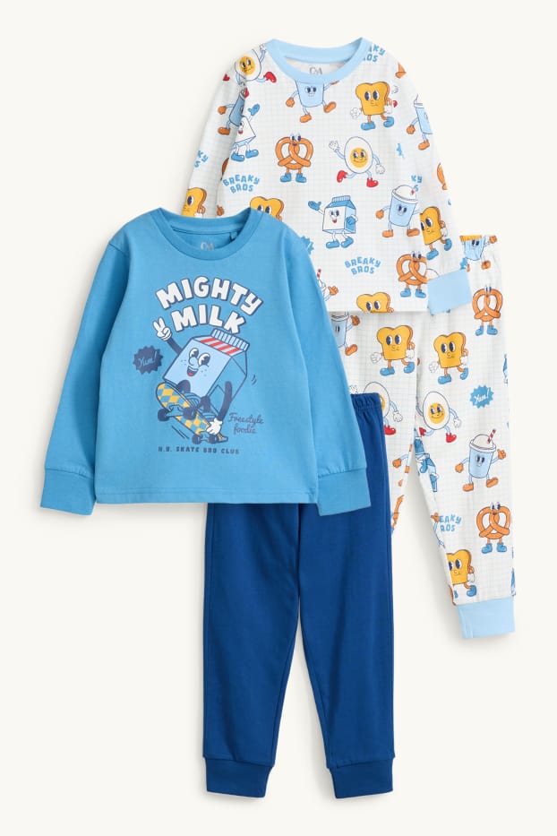 Copii - Băieți - Multipack 2 buc. - mic dejun - pijama - 4 piese - albastru / alb