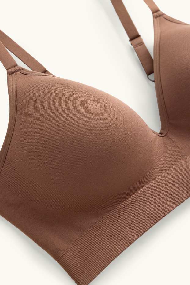 Damen - BH ohne Bügel - wattiert - seamless - braun