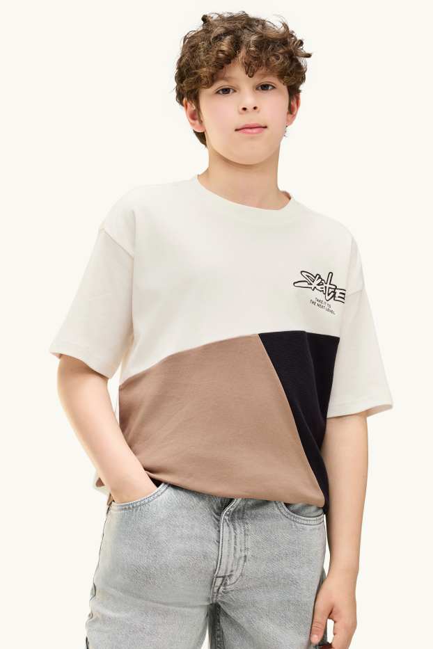 Enfants garçons - Skate - T-shirt - blanc / beige