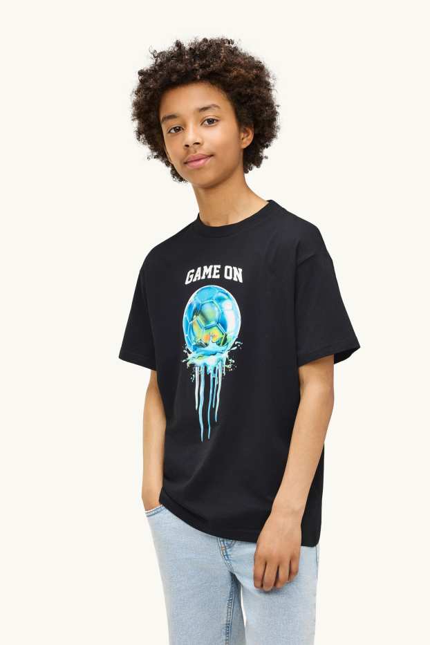 Children Boys - Multipack of 2 - football - short sleeve T-shirt - black