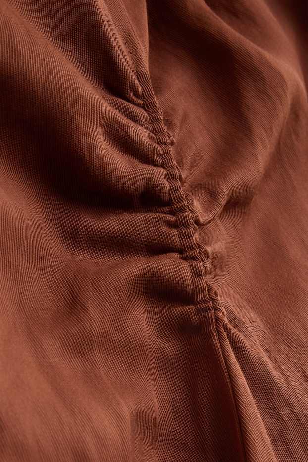 Damen - Kleid mit V-Ausschnitt - Straight Fit - rostbraun