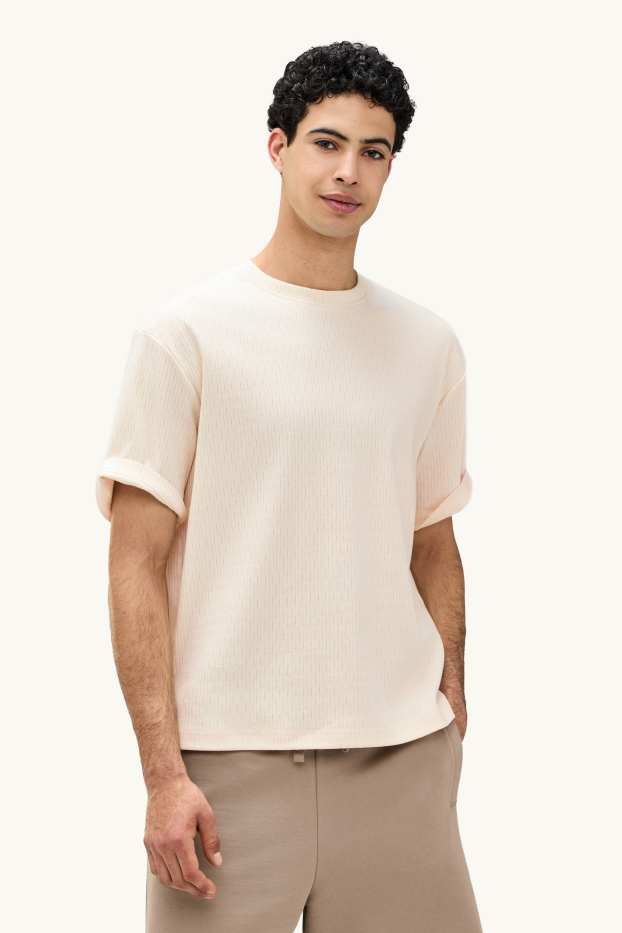 Men - T-shirt - regular fit - ribbed - white
