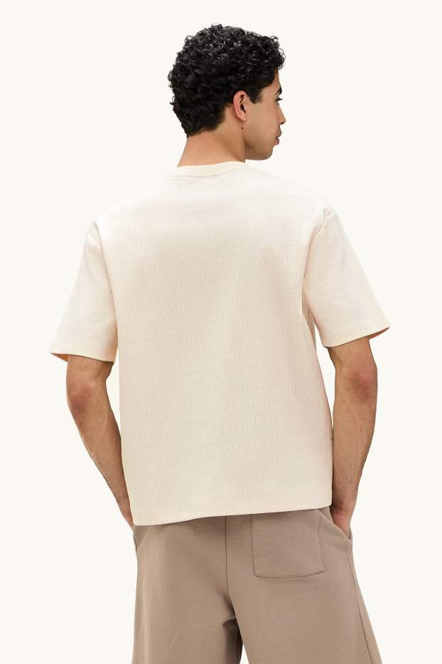 Men - T-shirt - regular fit - ribbed - white