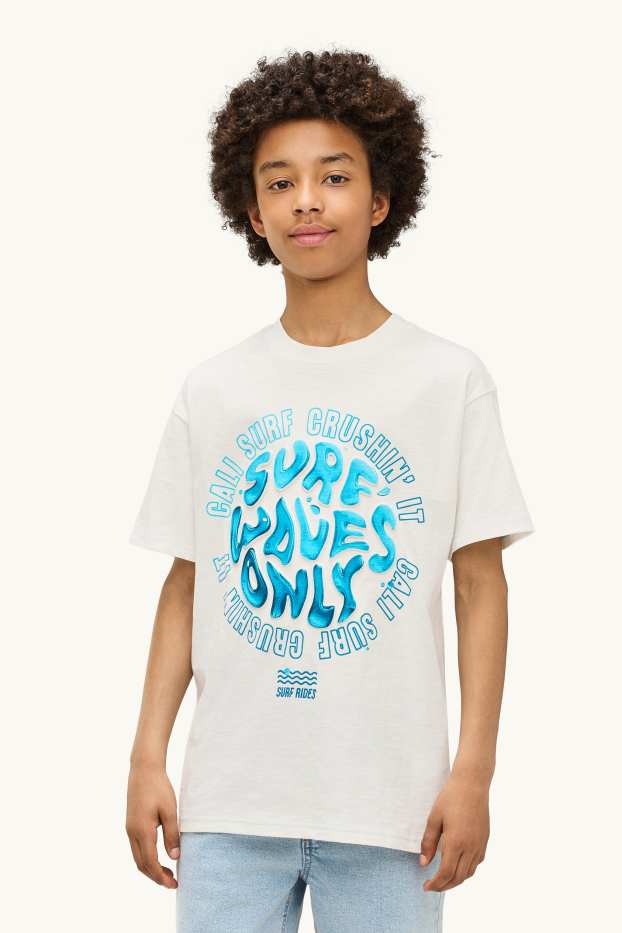 Kinder Jungen - Surfen - Kurzarmshirt - weiß