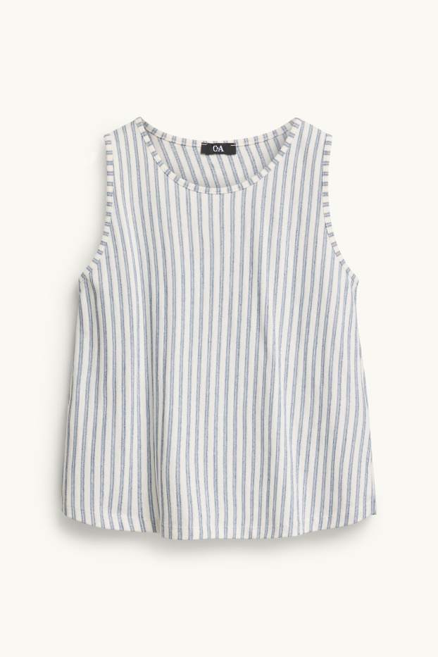 Dames - Topje - wit / blauw