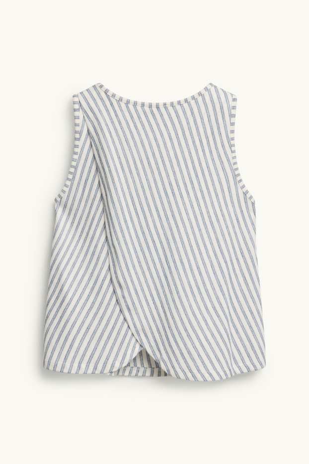 Dames - Topje - wit / blauw